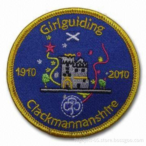 Embroidered Patch/Label with Twill Background, Various Designs and Types are Available